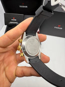 Tudor Black Bay Chrono S&G Aço/Dourado 41mm, Mostrador Dourado - Borracha