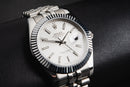Rolex Datejust 41/36mm Aço Mostrador Branco, Luneta Canelada