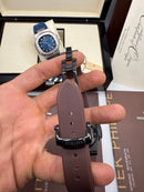 Patek Philippe Nautilus 39mm, Mostrador Marrom, Pulseira Borracha