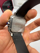 Cartier Santos 40mm - Aço Mostrador Azul - Pulseira Borracha