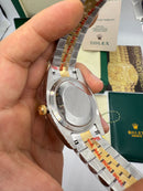 Rolex Date-Just 41mm/36mm/31mm Aço/Dourado, Mostrador Preto, Luneta Canelada