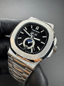 Patek Philippe Nautilus 39mm, Mostrador Preto, Pulseira Aço