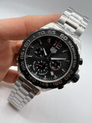 TAG Heuer F1 Cronometro 44mm Aço Mostrador Preto Luneta Preta