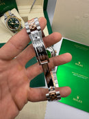 Rolex Date-Just 31mm/36mm Aço/Rose, Mostrador Marrom, Luneta Canelada