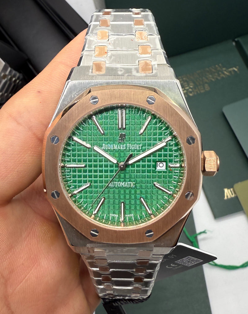 Audemars Piguet Royal Oak 41mm Aço/Rose Mostrador Verde