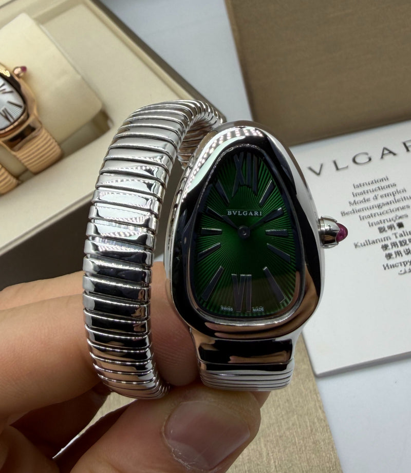 Bvlgari Serpenti Tubogas 01 Volta 35mm Aço Mostrador Verde