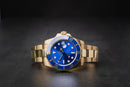 Rolex Submariner Date 41mm Dourado Mostrador Azul Luneta Azul