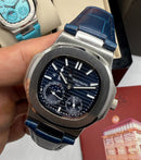 Patek Philippe Nautilus Fases da Lua 40mm, Aço, Mostrador Azul