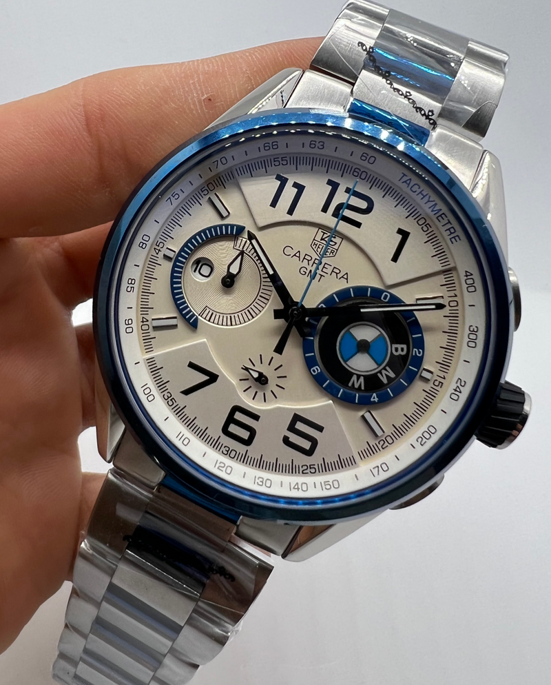 TAG Heuer Carrera BMW Aço 43mm Mostrador Branco