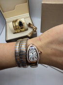 Bvlgari Serpenti Tubogas 02 Volta 35mm Aço/Rose Mostrador Prata - Cravejado