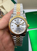 Rolex Date-Just 31mm/36mm Aço/Dourado, Mostrador Prata, Luneta Canelada