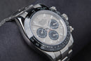 Rolex Daytona 40mm Aço Mostrador Cinza Luneta Preta Pulseira Oyster