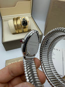 Bvlgari Serpenti Tubogas 02 Volta 35mm Aço Mostrador Prata - Cravejado