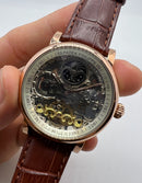 Patek Phillippe Turbilhão Esqueleto 42mm Aço, Pulseira Couro