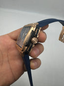 Hublot Square Bang Aço/Rose 44mm, Mostrador Azul Esqueleto