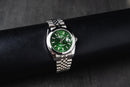 Rolex Datejust 36mm Aço Mostrador Verde-Folhas Luneta Abaulada