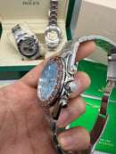 Rolex Daytona Ice Blue 40mm Aço Mostrador Azul Luneta Marrom