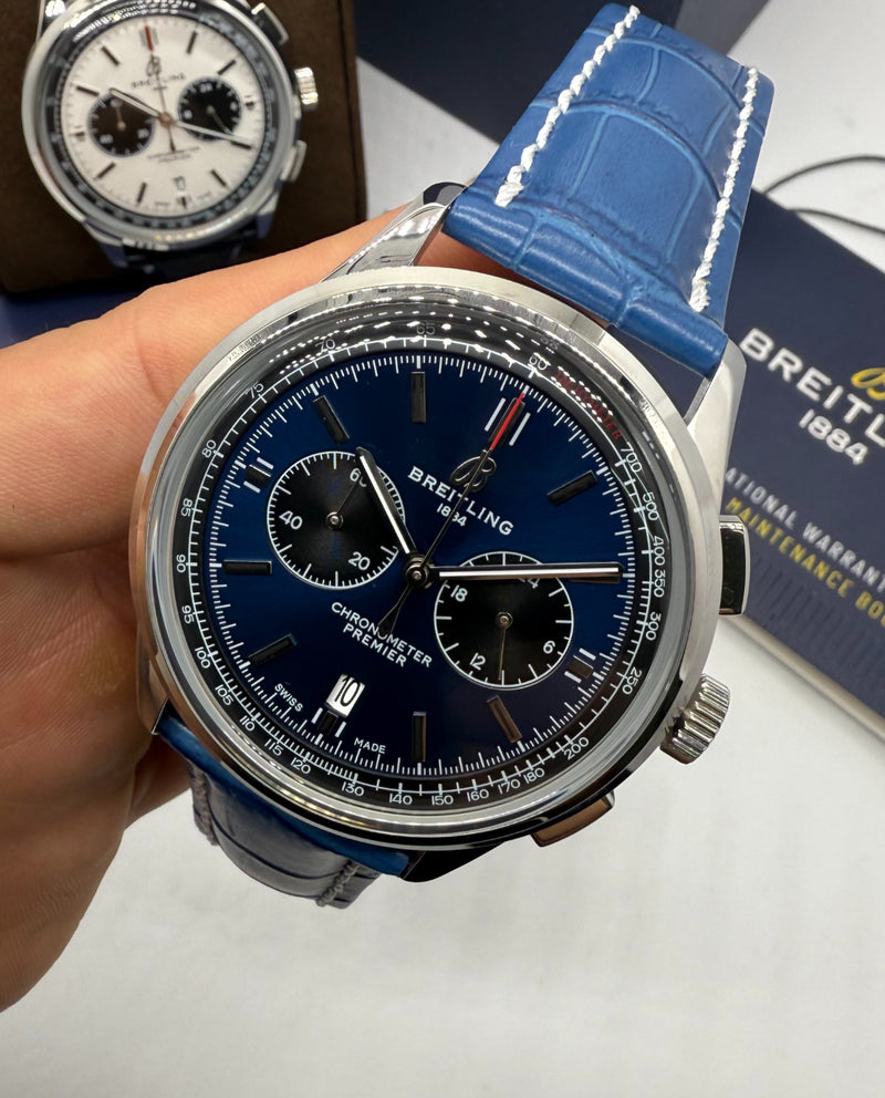 Breitling Premier Aço Chrono 42mm Pulseira Couro