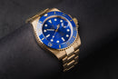 Rolex Submariner Date 41mm Dourado Mostrador Azul Luneta Azul