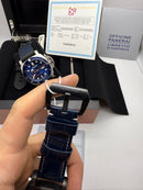 Panerai Luminor Marina 44 mm Aço/OxCarbon Mostrador Azul - Pulseira Couro