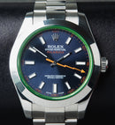 Rolex Milgauss 40mm Aço Mostrador Azul Luneta Lisa Pulseira Oyster