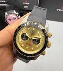 Tudor Black Bay Chrono S&G Aço/Dourado 41mm, Mostrador Dourado - Borracha