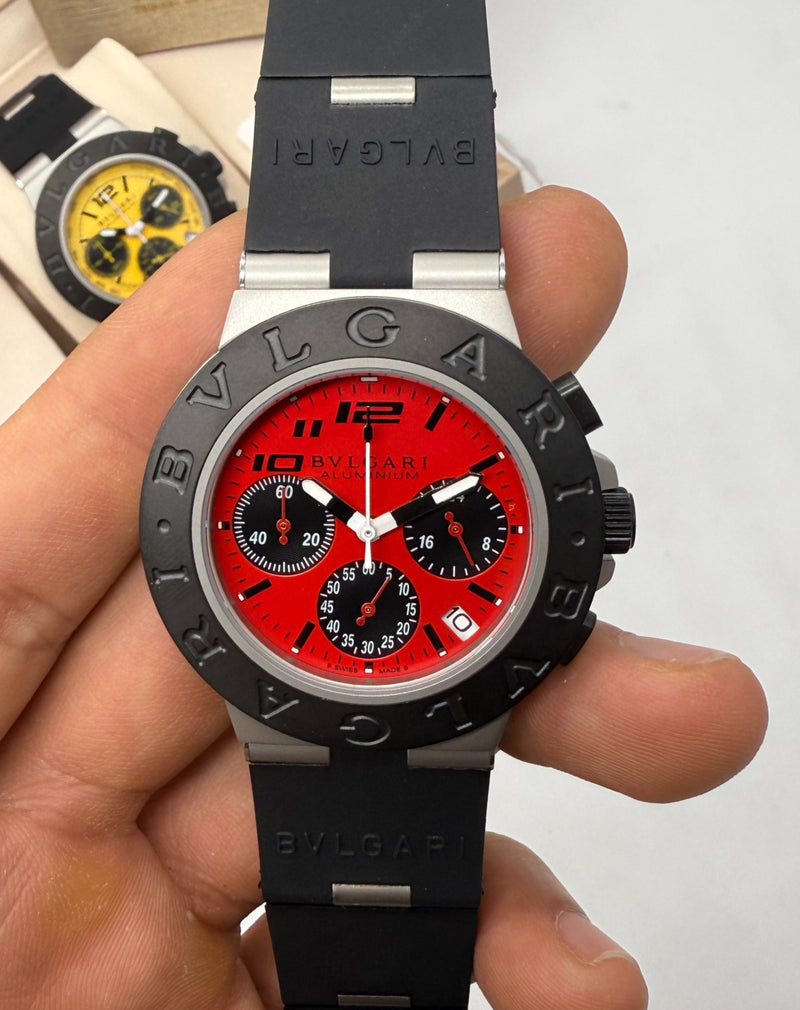 Bvlgari Aluminium Crono 41mm - Aço - Mostrador Vermelho