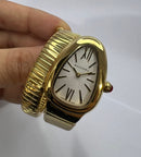 Bvlgari Serpenti Tubogas 01 Volta 35mm Aço Dourado Mostrador Branco