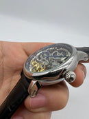 Patek Phillippe Turbilhão Esqueleto 42mm Aço, Pulseira Couro