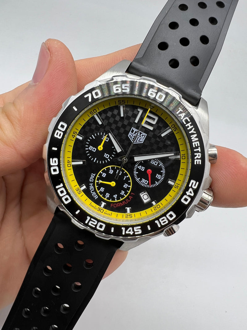 Tag Heuer F1 Cronometro 42mm Aço Mostrador Preto