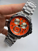 Tag Heuer F1 Cronometro 44mm Aço Mostrador Laranja Luneta Preta