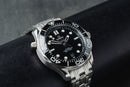 Omega Seamaster Co-Axial 40mm Mostrador Preto Bezel Preto Pulseira Aço