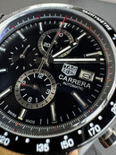 Tag Heuer Carrera Aço 43mm, Mostrador Preto, Puls. Couro
