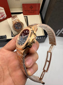 Patek Philippe Nautilus Fases da Lua 40mm, Aço/Rose, Mostrador Preto
