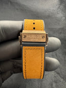 Hublot Classic Fusion 45mm Aço Rosê Mostrador Preto Puls. Couro com Borracha