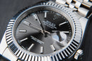 Rolex Datejust 41/36mm Aço Mostrador Cinza, Luneta Canelada