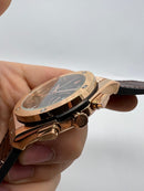 Hublot Classic Chrono 45mm Aço/Rosê Mostrador Preto Pulseira Couro com Borracha