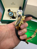 Rolex Daytona 40mm Dourado Mostrador Dourado Luneta Preta