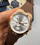 Vacheron Constantin Overseas Dual Time Aço/Rose 41mm, Mostrador Prata