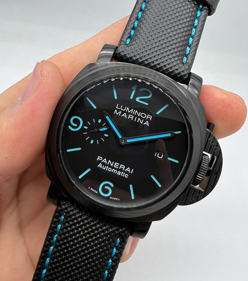 Panerai Luminor Marina 44mm Aço OxiBlack Mostrador Preto Pulseira Nylon