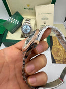 Rolex Datejust 41mm - Aço/Rose - Wimbledon - Pulseira Jubilee - CLONE