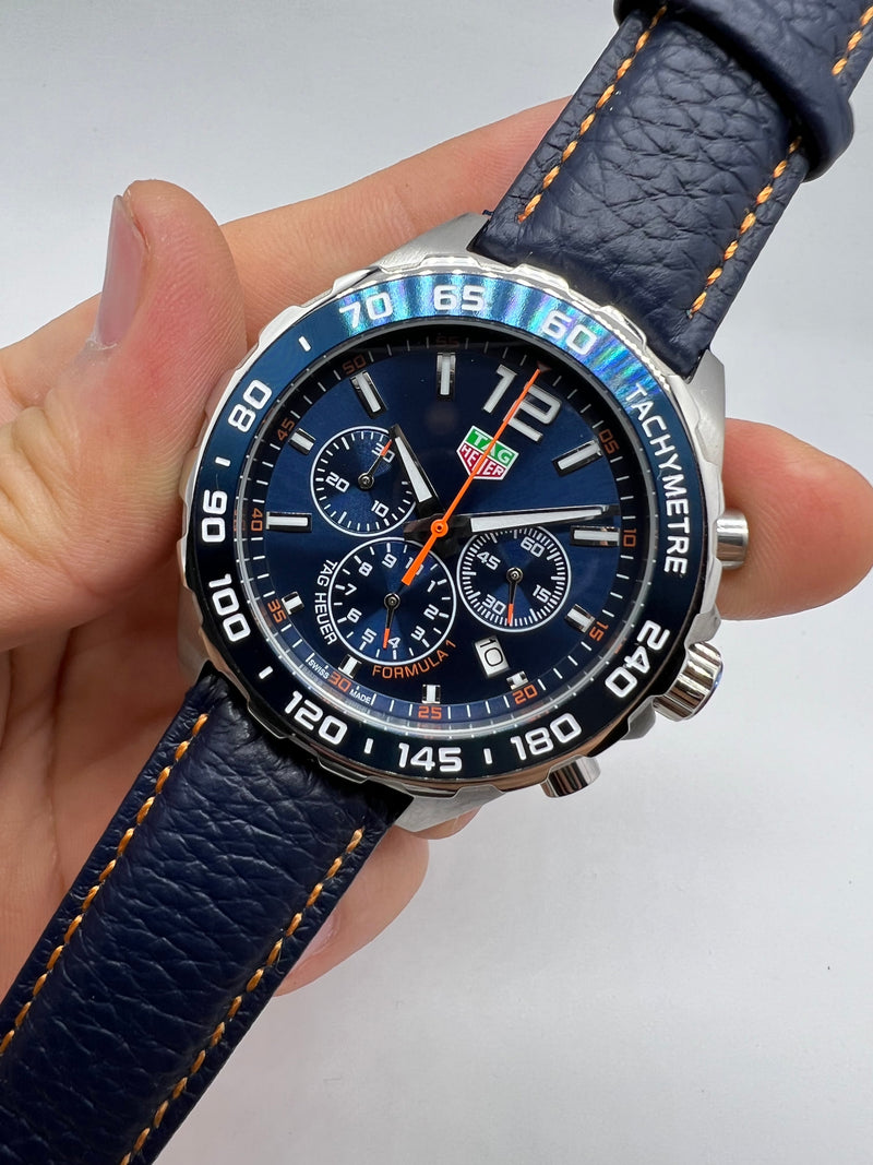 Tag Heuer F1 Cronometro 42mm Aço Mostrador Azul