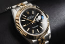 Rolex Datejust 41/36mm Aço/Dourado Mostrador Preto Luneta Canelada