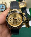 Rolex Daytona 40mm Dourado Mostrador Dourado Luneta Preta