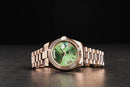 Rolex Day-Date 40mm Everose Mostrador Verde, Luneta Canelada