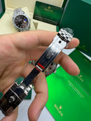 Rolex Datejust Aço 41mm, Mostrador Preto, Pulseira Jubilee - CLONE