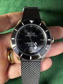 Breitling Superocean Aço 44mm Mostrador Preto Bisel Preto Pulseira Borracha