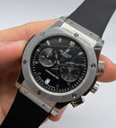 Hublot Classic Chrono 45mm Aço Mostrador Preto Bisel Aço -Puls. Borracha
