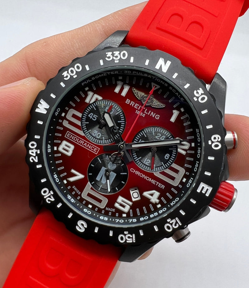 Breitling ENDURANCE PRO Aço 44mm - OxiBlack - Vermelho