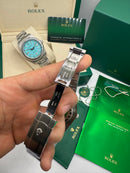 Rolex Oyster Perpetual 36mm/41mm Aço Mostrador Roxo Luneta Baulada